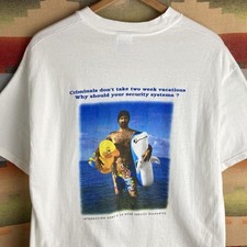 Vintage 90s Sony Security Systems White T-shirt | Size Mens XL Hanes