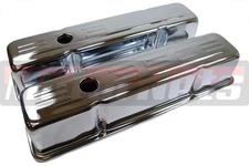 Chrome Steel Small Block Chevy 350 Logo Tall Valve Cover SBC 283 305 327 400
