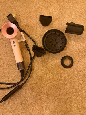 Dyson Supersonic Standard Hair Dryer Pink w/ Diffuser Attachments & Case