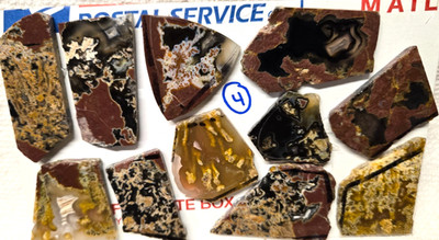 Black Rock Desert Thunderegg Plume Agate Cabochon Preforms, Slabs 11 Pcs, Flat 4