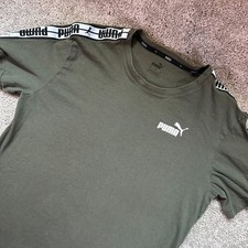 Puma Essentials T Shirt Mens Small Olive Green Performance Crew Neck Athleisure