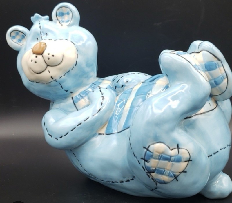 Blue Sky Clayworks Blue Bear Piggy Bank Heather Goldminc Honey Munny