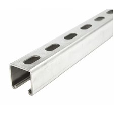 Single Channel Strut, Slotted, 304 Stainless Steel, Polished, 9/16 In X 1-1/8