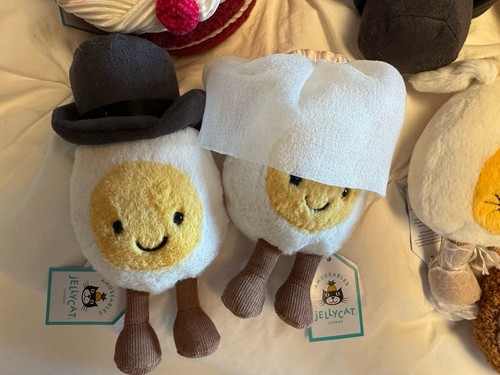 Jellycat Amuseables Boiled Egg Bride and Groom Plush Toy Valentine NWT w/Bag