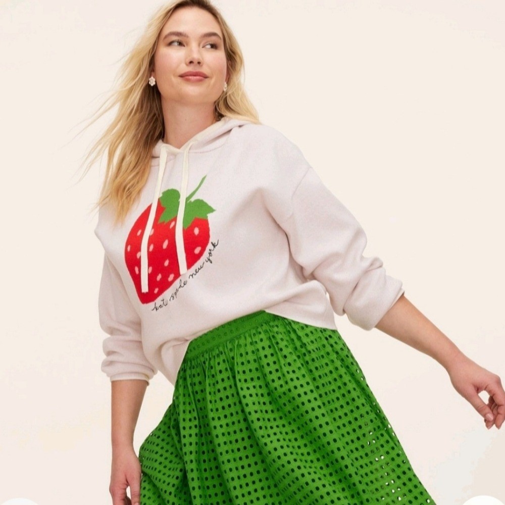 Kate Spade New York Strawberry Graphic Hoodie Sweatshirt Light Pink Women's thumbnail 2