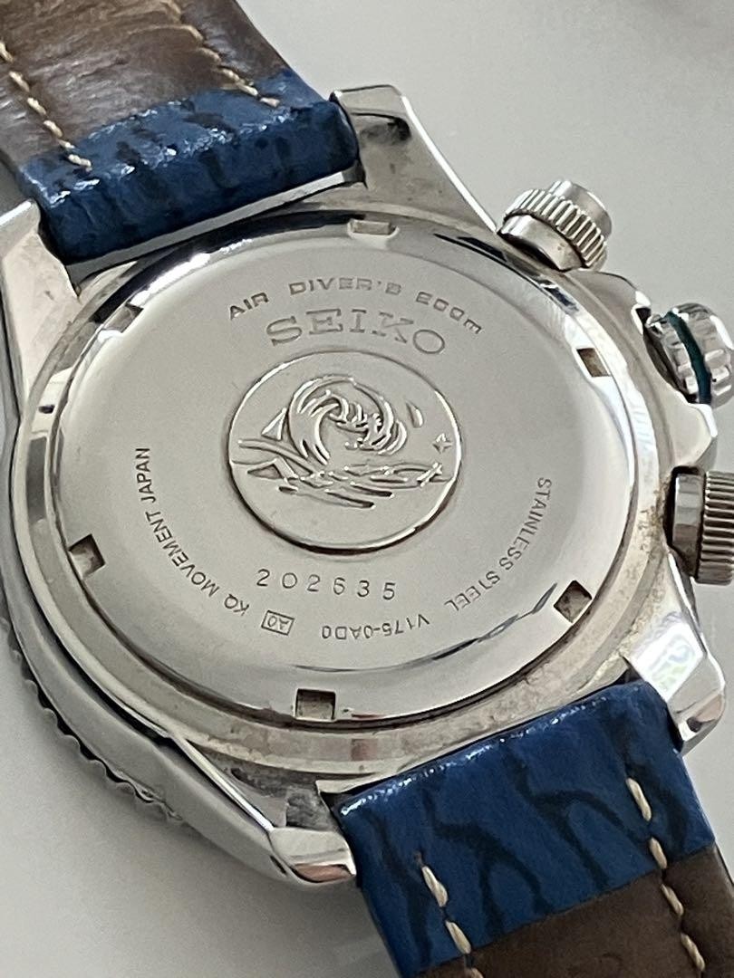 SEIKO V175 0AD0 Watch Diver Solar Chronograph Pro Ready to Use Pre