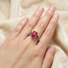 Attractive Blood Red Ruby Baguette 4.40Ct 925 Sterling Silver White Gold Rings