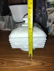 Vintage 1960's Milk Glass Westmoreland Paneled Grape Beaded Square Honey Dish