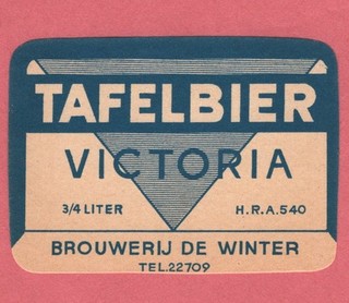 Victoria Tafelbier Beer Label Brouwerij De Winter Erembodegem Belgium