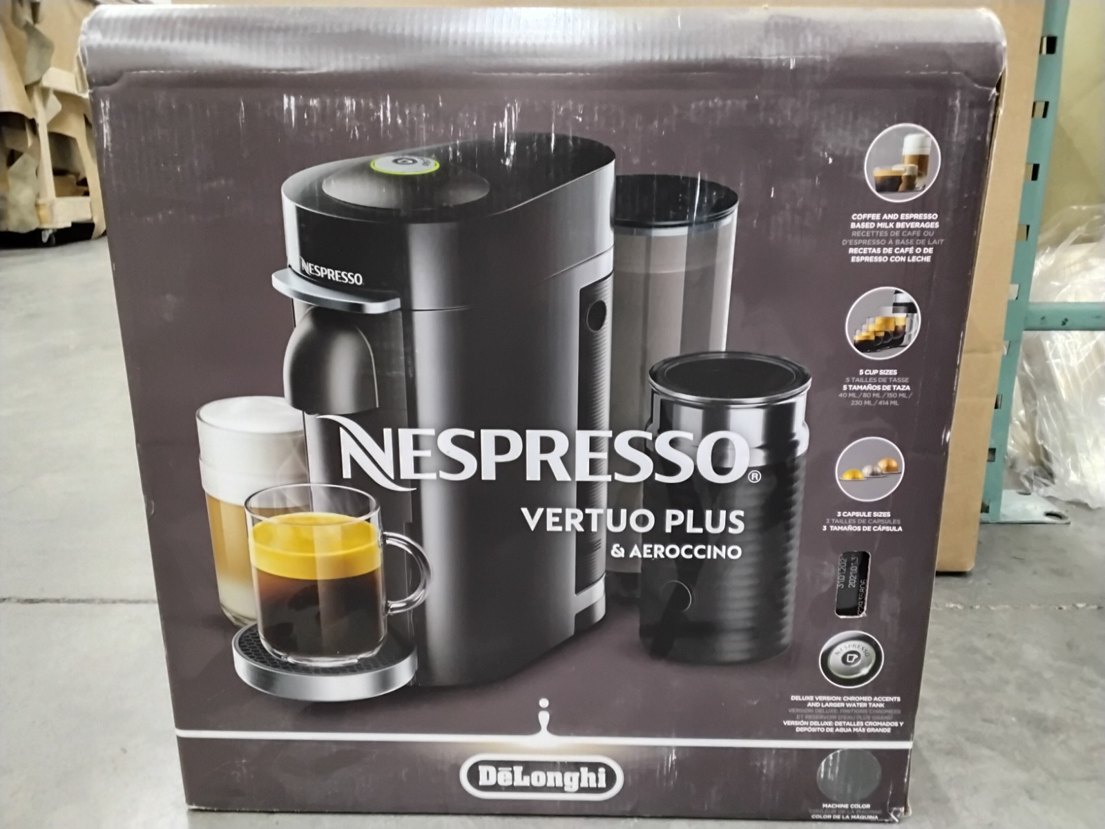 De'Longhi Nespresso Vertuo Plus Deluxe Coffee and Espresso Maker 