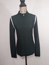  148 NWT Tory Burch Sport 1/4 Zip Reflective Stripe Pullover Top Green Medium M