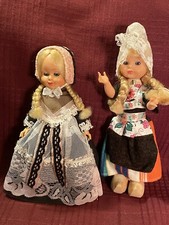 Pair of 2 DOLLs w/sleeping eyes...Sweden  Holland wooden shoes come off SWEET