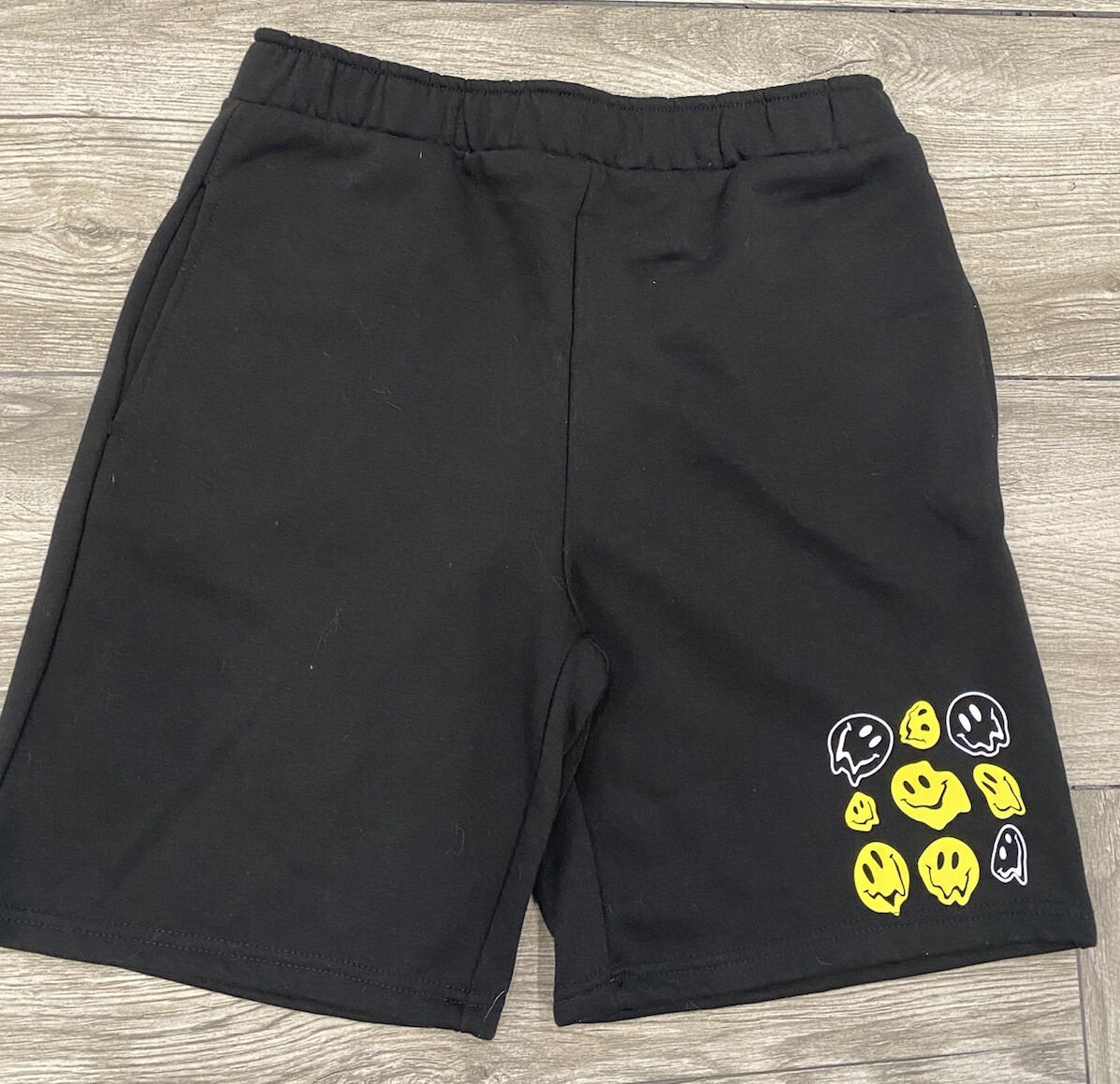 Refuge Athletics Lounge Shorts Black Sweat Shorts With Smile Faces