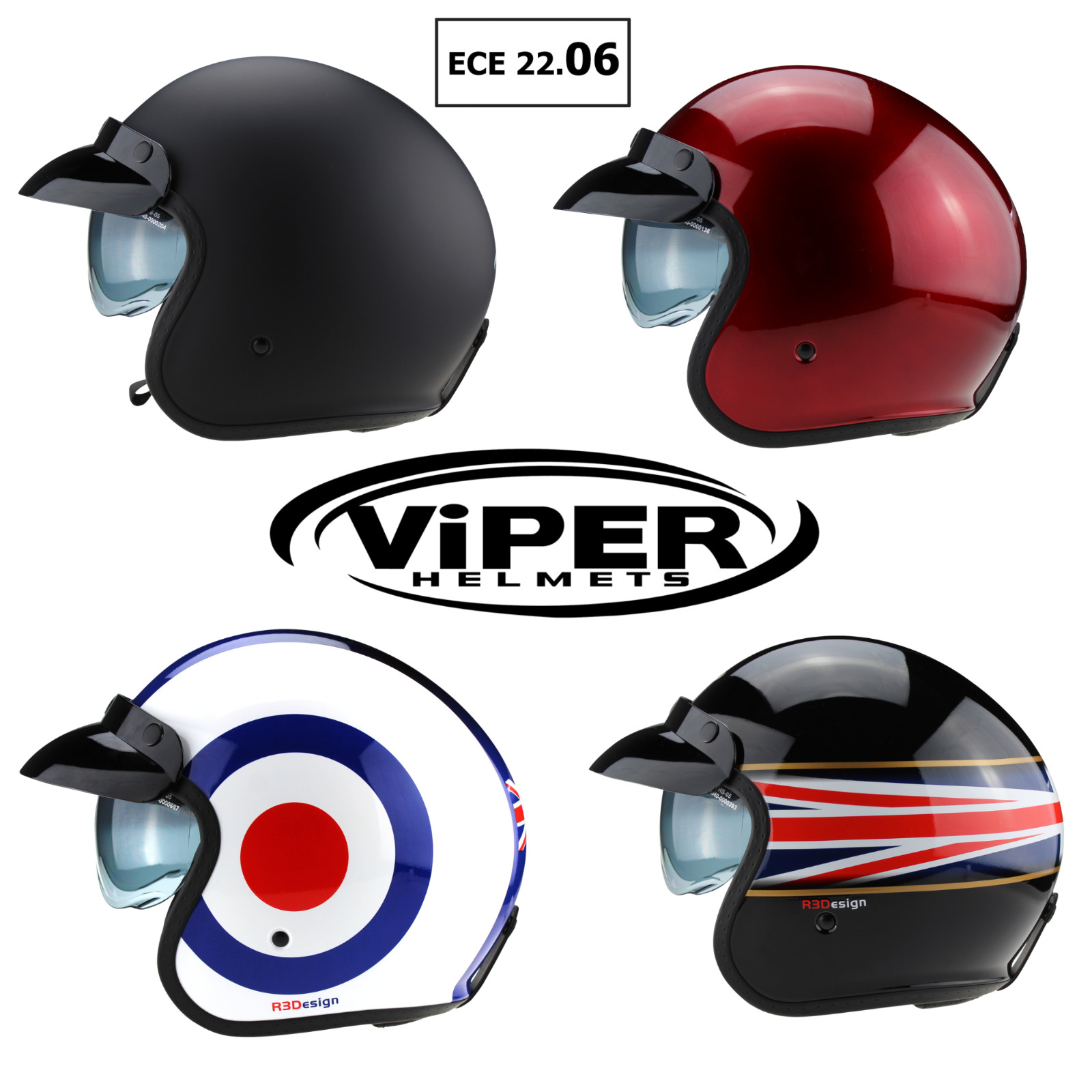 CASCO MOTO OPEN FACE OMOLOGATO ECE 22.06 CE VIPER RSV06 PLUS