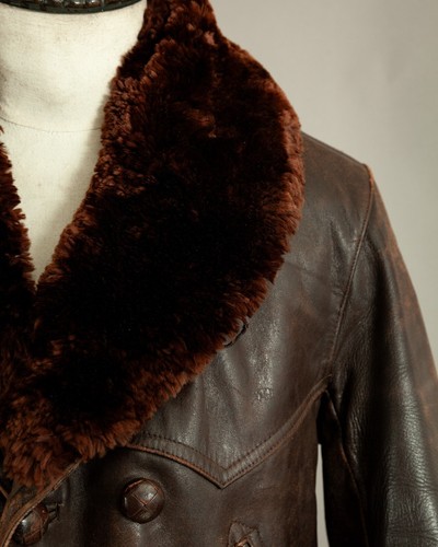 Authentic 1940s French Leather Barnstormer Jacket - Picture 9 of 24
