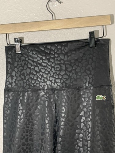 NWT Women’s Black Faux Leather Croc Leggings With Crocodile Logo Size Medium - Picture 3 of 7