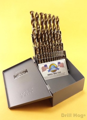 29 Pc Cobalt Drill Bit Set Twist M42 Round Shank Lifetime Warranty Drill Hog  
