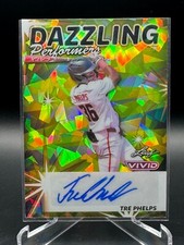 2024 LEAF VIVID TRE PHELPS #10/10 DAZZLING PERFORMERS CRYSTAL YELLOW AUTO
