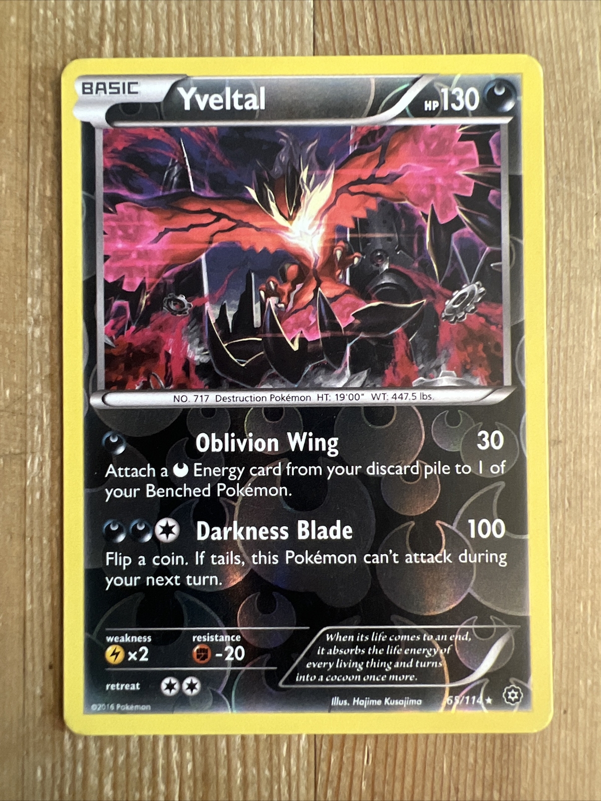Yveltal - 65/114 - Steam Siege XY Reverse Holo - Pokemon Card - LP