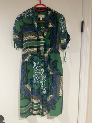 moulinette soeurs green dress ANTHROPOLOGIE Rainforest Morning 100% Silk Women Size 0 260SSDALLASNOV