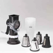 MIU Rotary Drum Grater w/ 4 Stainless Attachments – Hand Crank – NEW