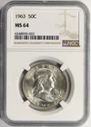 1963 50c Franklin Half Dollar NGC MS64