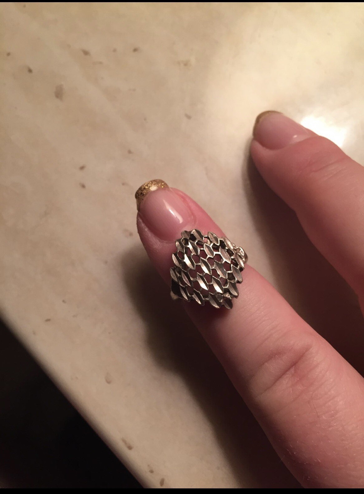 Beautiful Etched Sterling Silver Ring - image 3