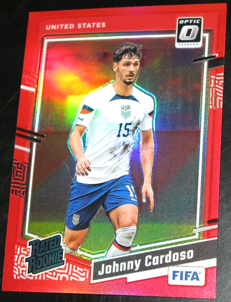2023-24 Donruss Optic Johnny Cardoso Red Prizm # 001/299 #180 Rated Rookie 2024