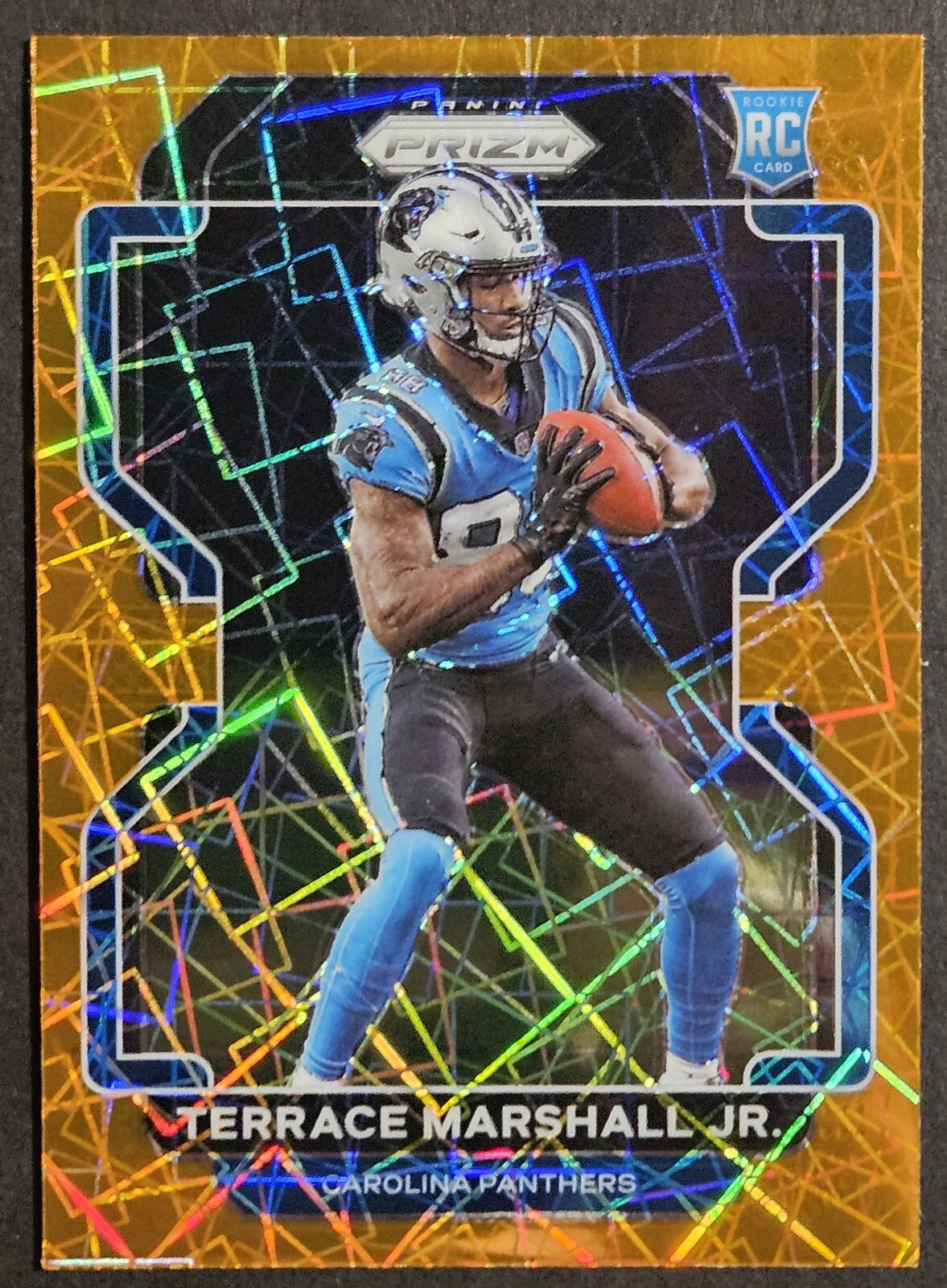 2021 Panini Prizm Orange Lazer Prizm #348 Terrace Marshall Jr Rookie RC Panthers