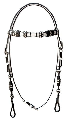 Bride De Coiffe Western En Cuir Brut Naturel - Tressée Main Avec Gland, Pour Cheval Taille Standard