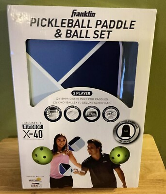 Franklin Pickleball Paddle & Ball Set With Drawstring Carry Bag, 2 Players