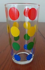 *HAZEL ATLAS VINTAGE MULTI-COLOR POLKA DOTS (1) 9 OZ TUMBLER-B133-F