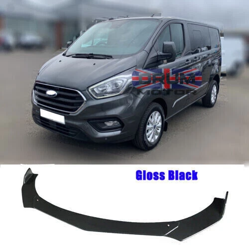 SPOILER AVANT LÈVRE PARE-CHOCS NOIR BRILLANT POUR FORD TRANSIT CUSTOM 2018+ - Photo 1/4