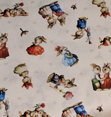 Love Bunnies Fabric Rabbits ELIZABETHs STUDIO Quilters Cotton HALF YARD ...