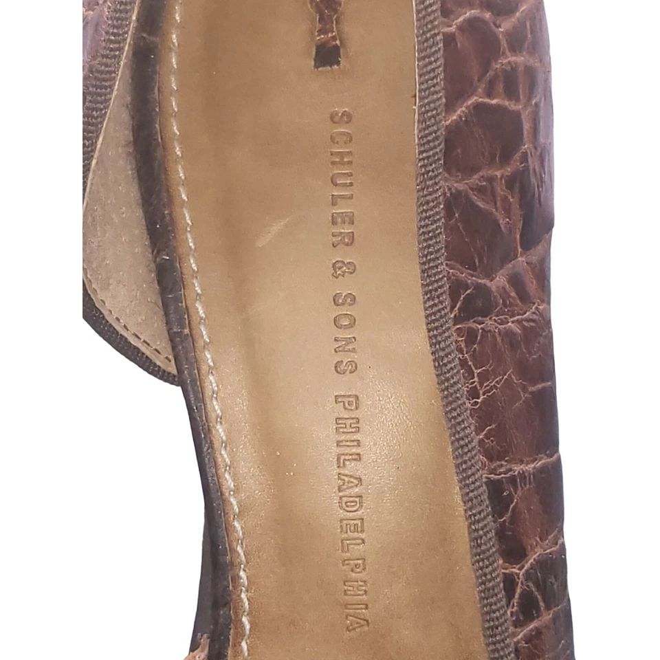 Salto Schuler & Sons Philadelphia feminino tamanho 7 B couro exótico marrom trabalho - Imagem 4 de 4