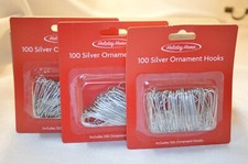 3X Lot CHRISTMAS Holiday Home ORNAMENT Hooks Silver Wire 100 ct ea  300 Total