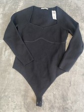 Abercrombie Fitch Bodysuit Womens XL Black Long Sleeve Fitted Brand NWT