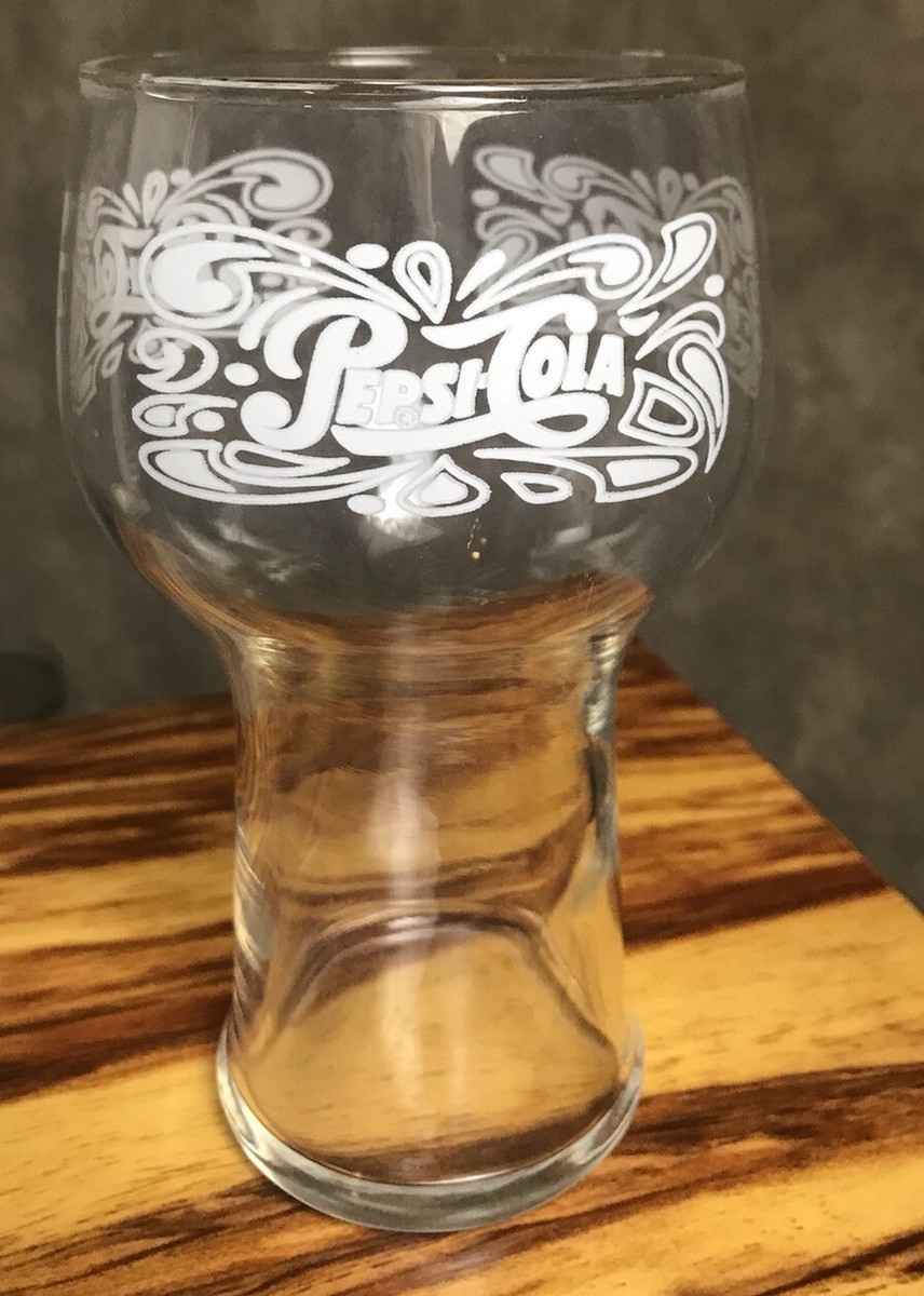 Vintage Pepsi Cola Collectible Drinking Glass White Logo 6" Retro Fountain  Soda