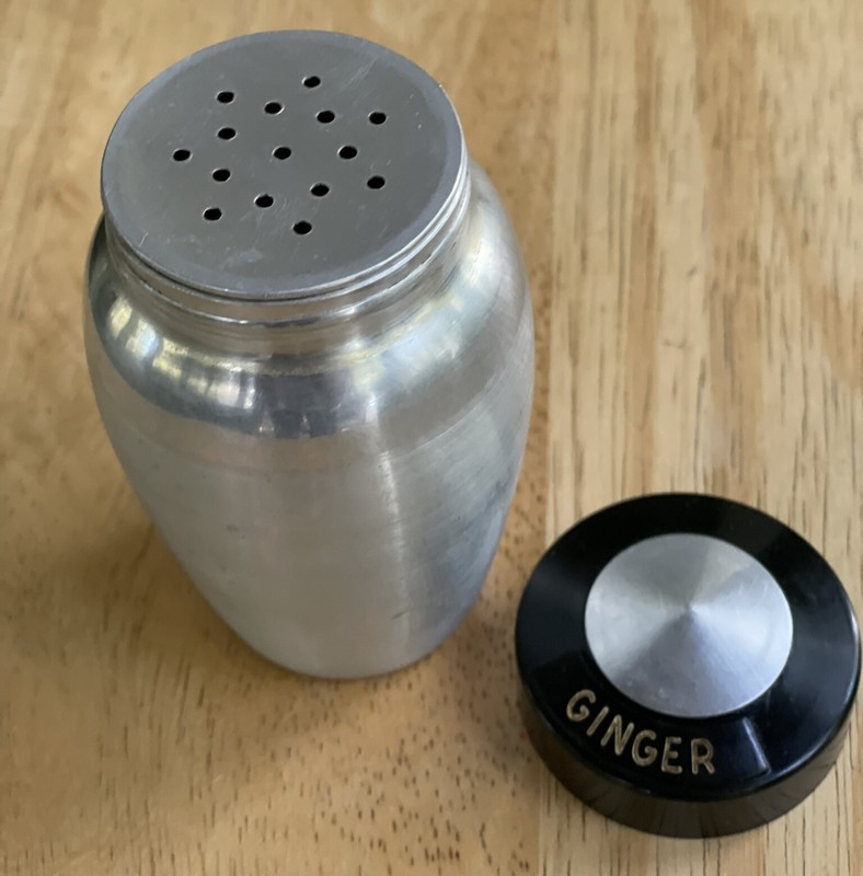 Vintage 1950s or 1960s Aluminum Ginger Spice Container