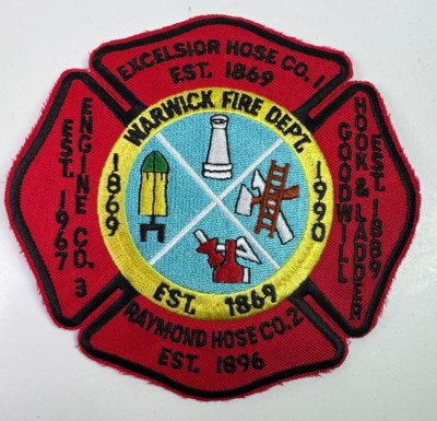 Warwick Fire Raymond Excelsior Hose Goodwill Hook Ladder New York Patch Y9
