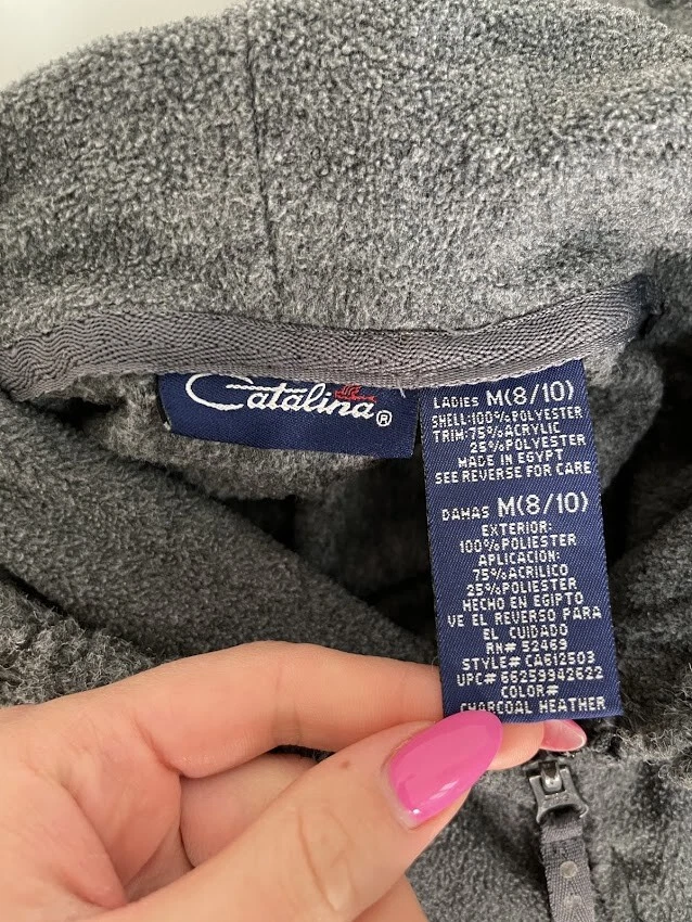 Chaqueta con capucha Catalina gris jaspeado cremallera completa para mujer talla M (8/10) Foto 4 de 4