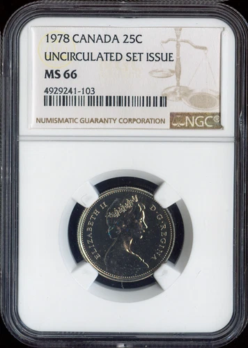 1978 Canada 25 Cents 25C NGC MS66 Quality