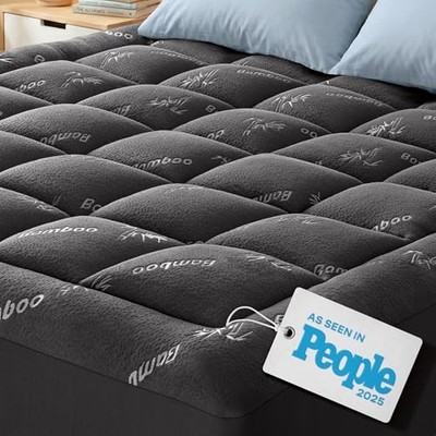 Ultra Soft Size Mattress Topper - Viscose Made from Bamboo King Dark Gray