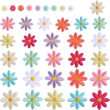 36 St&uuml;ck G&auml;nsebl&uuml;mchen B&uuml;gelflicken, 4 Gr&ouml;&szlig;en Blumen Patches zum Aufb&uuml;geln