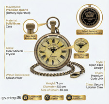 Brass Pocket Watch with Wooden Box Antique Vintage Maritime Victoria London 1915