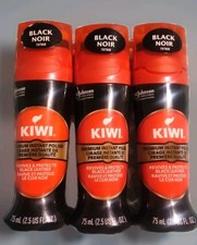 3 PACK KIWI Instant Shine  Protect Liquid Shoe Polish 2.5 oz. Black Sponge App