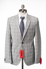 HUGO BOSS Gray Sport Coat Wool Extra Slim Fit Performance Super Flex 44 R EU 54