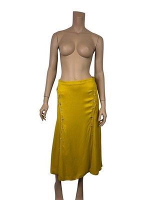Versace SS2020 Yellow Studded Medusa Skirt IT 38