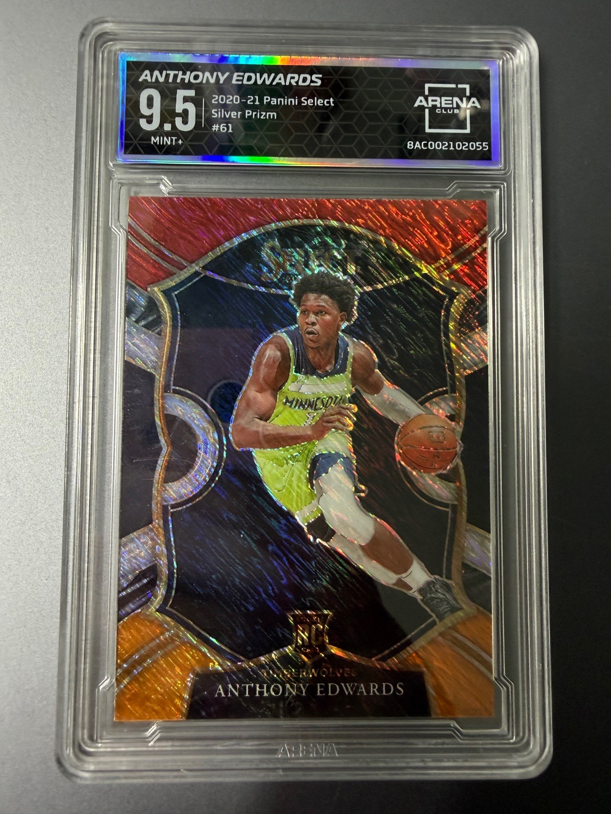 2020 21 Panini Select Anthony Edwards Rookie Card Tri-Color Prizm AC9.5 #61 AE1