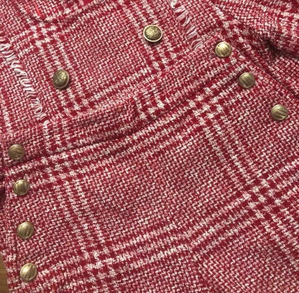 Conjunto de pantalones cortos de tweed con clase para mujer Zara pequeños rojos blancos Foto 4 de 4